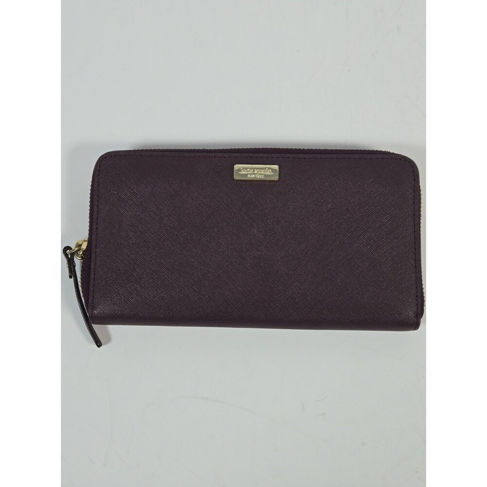 Kate Spade Newbury Lane Neda Mulled Wine Saffiano Leather Zip Wallet WLRU1498 LG
